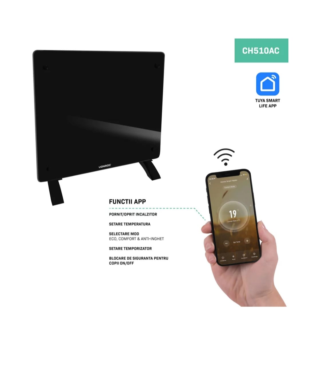 Incalzitor electric de lux – Convector - Panou de sticla